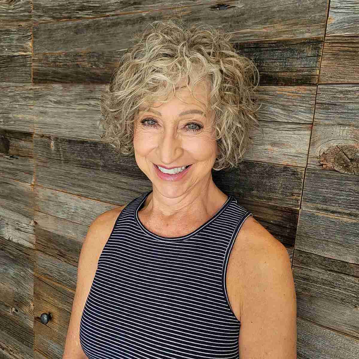 Side-Swept Messy Bob with Permed Curls
