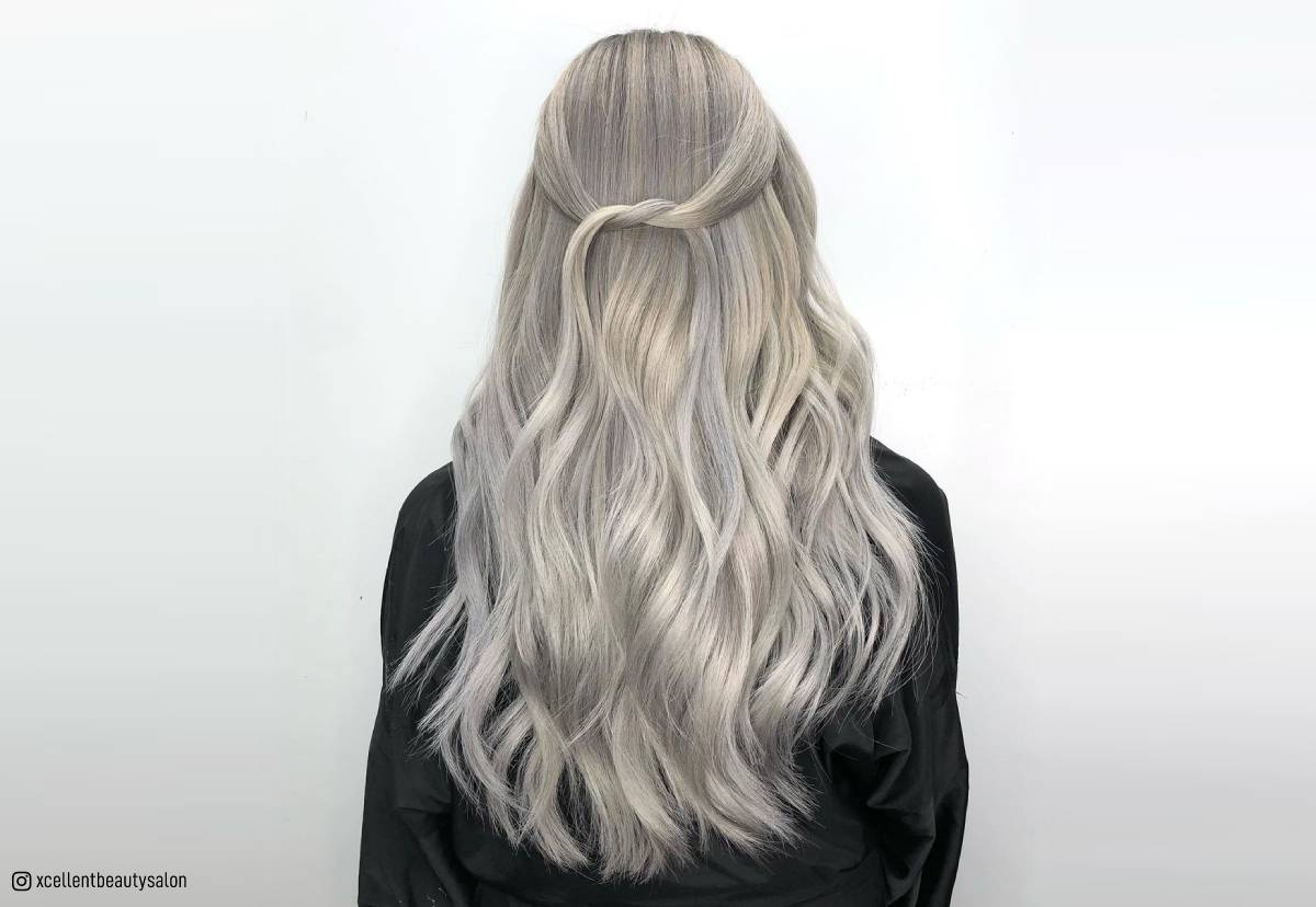 silvery long blonde hair