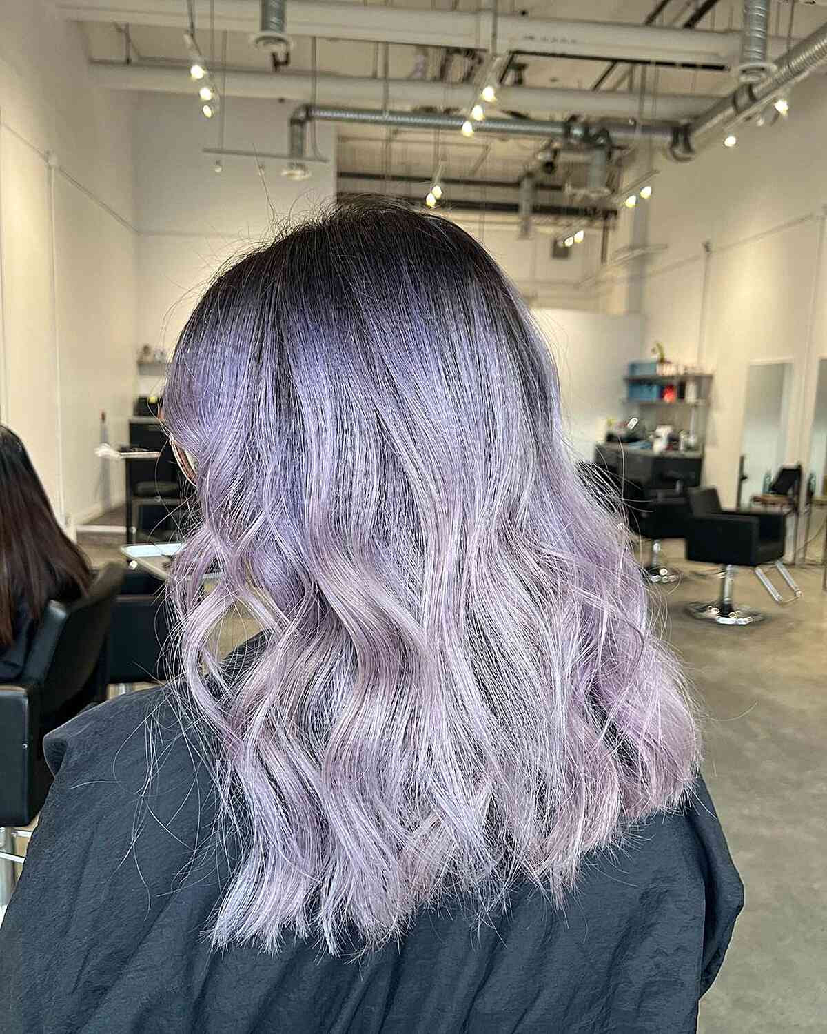 Silver Color Melt for Medium-Length Hair Girls