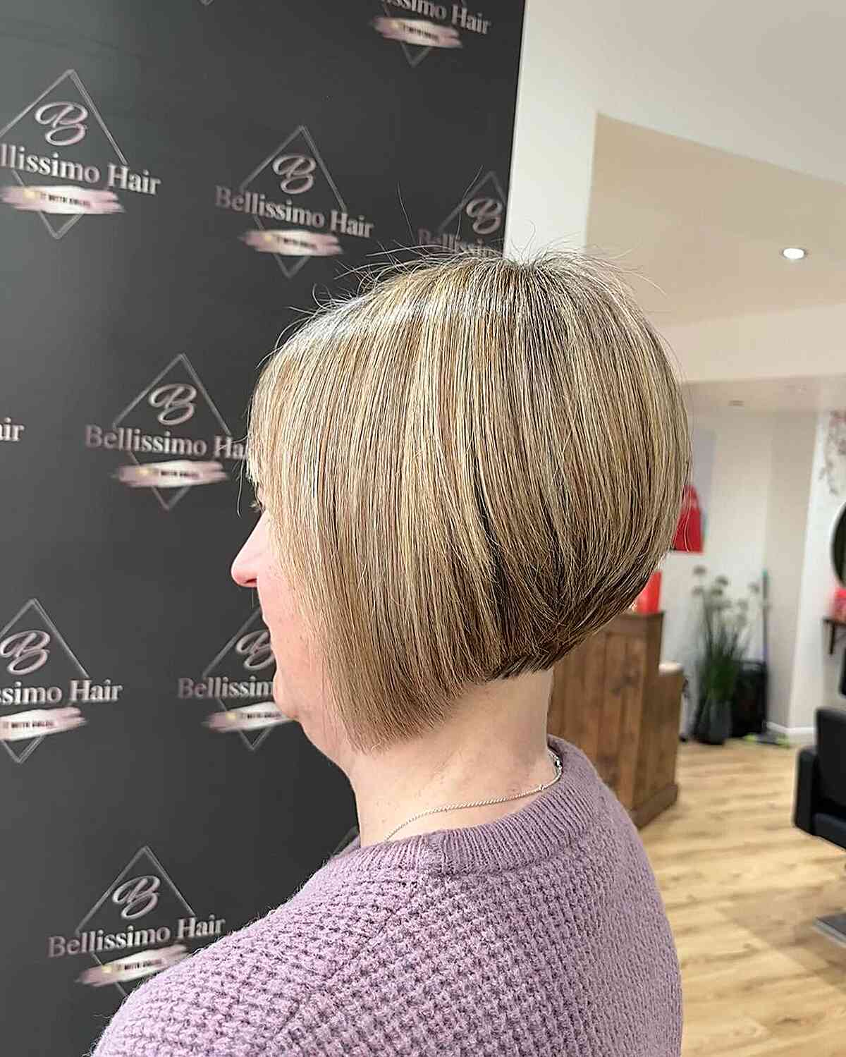 Short-Length Sleek Wedge Bob Style for Women Aged 60 with Thick Hair