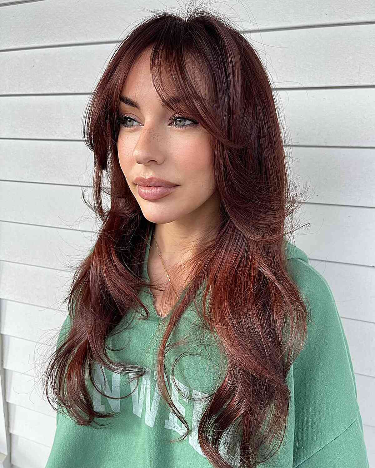 Soft Brown Cherry Cola Color with Long Layers
