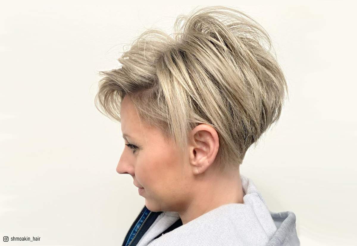 Image of Short blunt bob with a nape undercut for thin hair