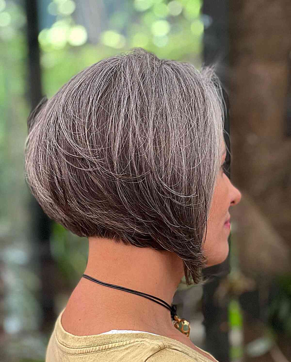 Straight Inverted Short Cut with Subtle Layers for Thick Hair