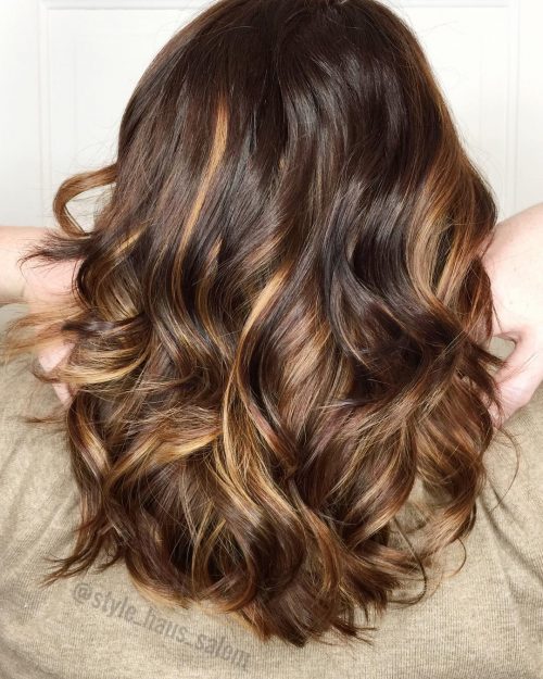 Brunette Hair with Strawberry Blonde Highlights
