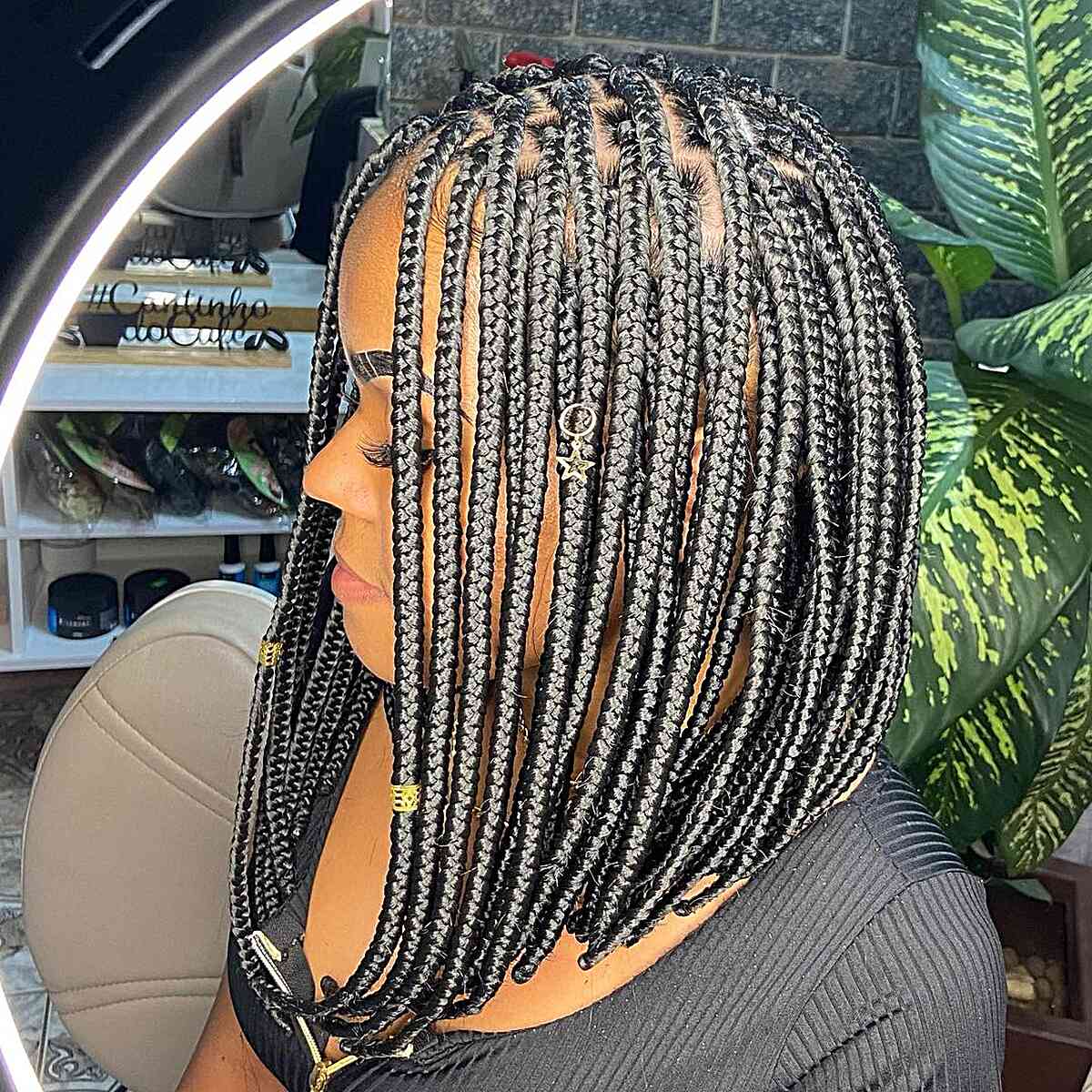 Stunning Box Braids on a Long Bob Style