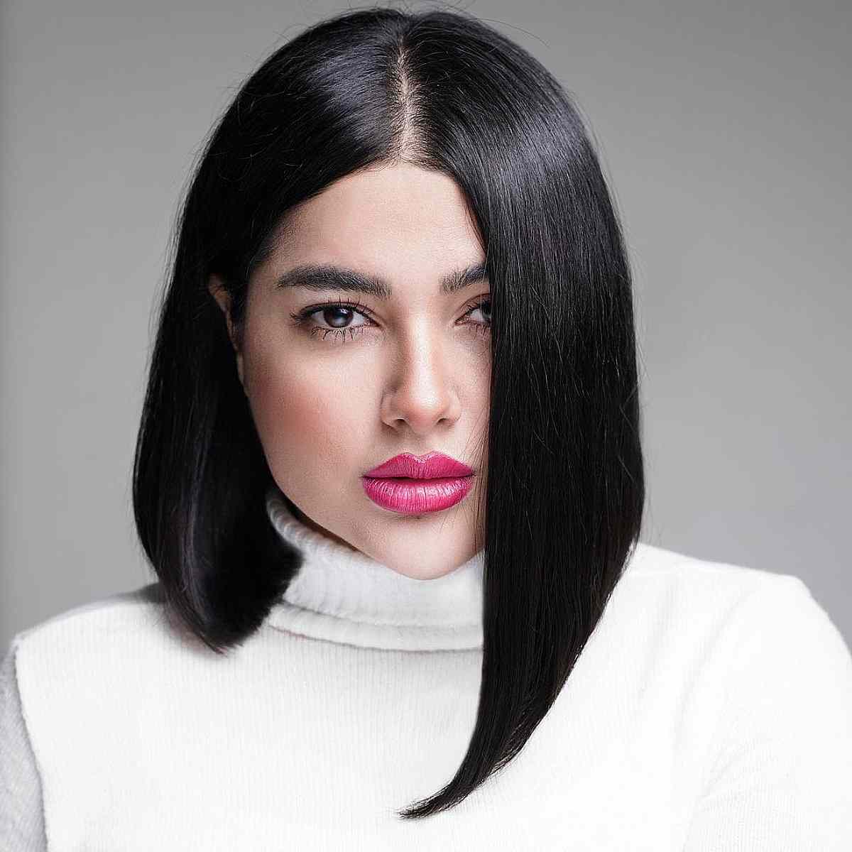Stylish Asymmetrical Bob for a Chubby Face