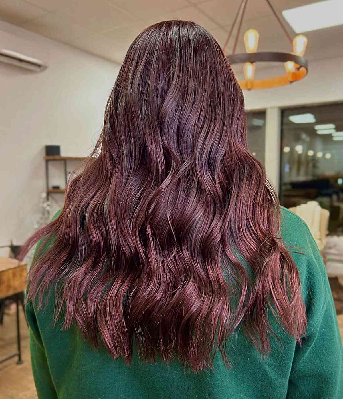 Subtle Cherry Cola on Long-Length Brunette Hair