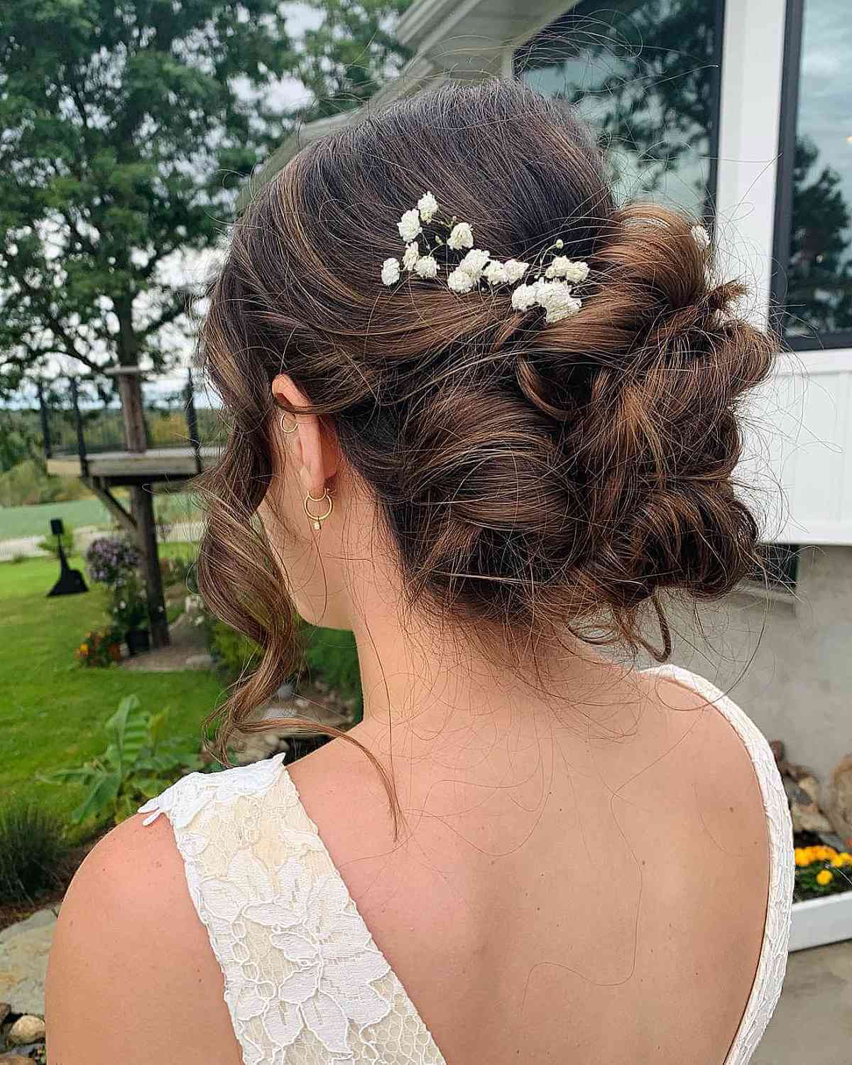 Textured Twist Updo for Medium Length Hairstyle