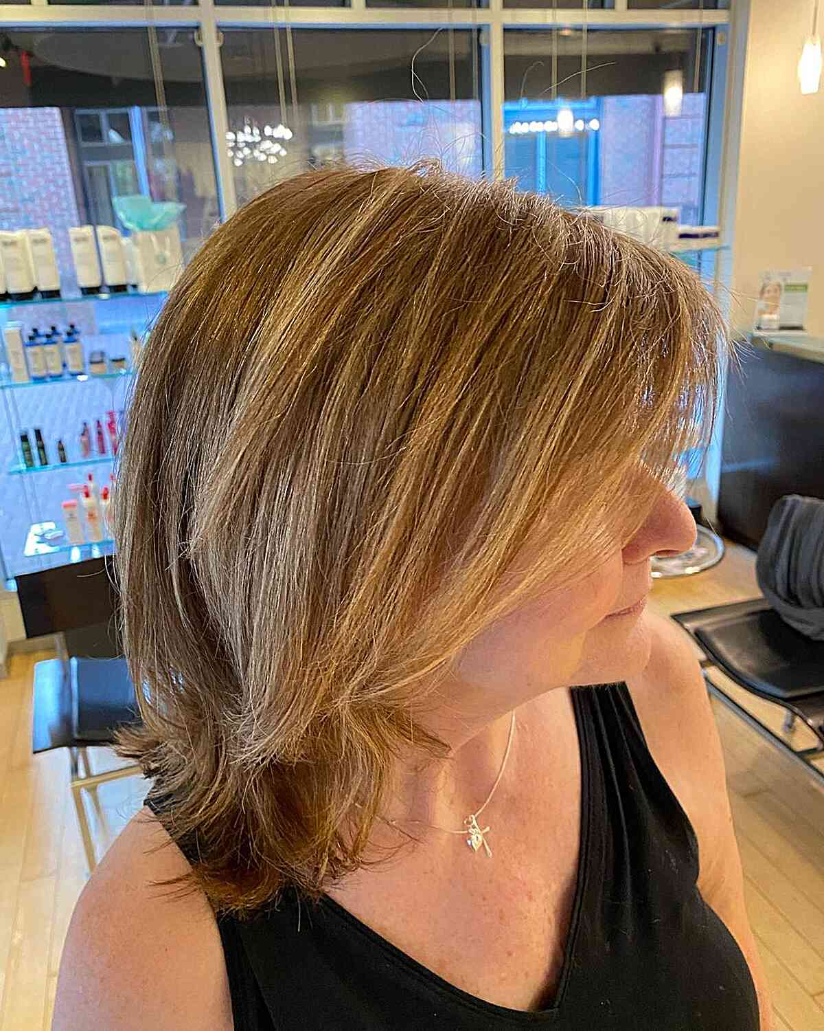 The Rachel Blowout Style for Older Ladies with Medium Hair