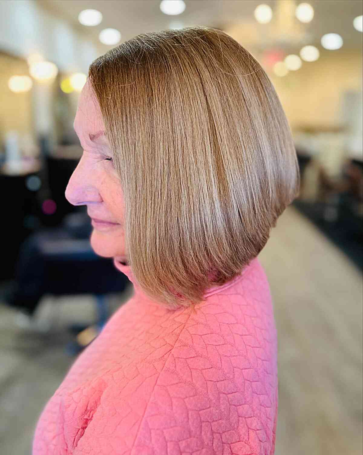 Thick Inverted Lob for Ladies Over 60 with Straight Hair