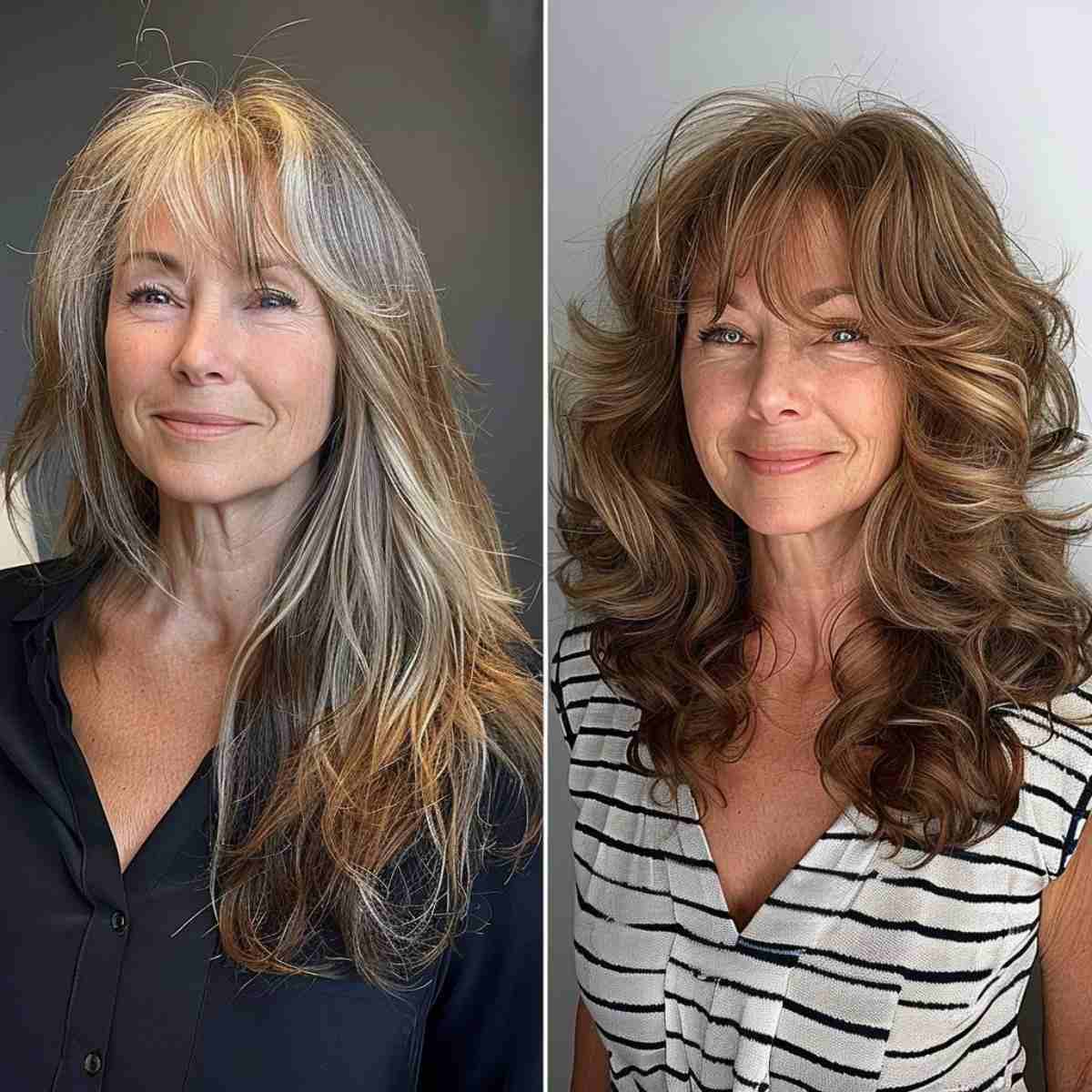 Thick-Looking Curly Hair with Fringe for women with thinning hair