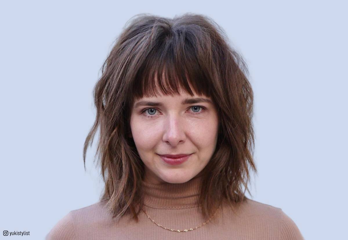 Image of Full fringe haircut for oval face thin hair