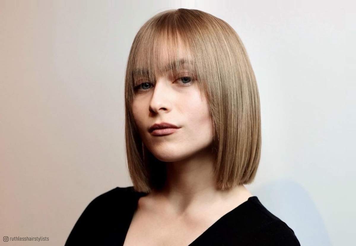 Image of Blunt cut bob with bangs