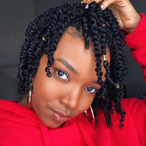 Bantu Knots On Relaxed Short Hair