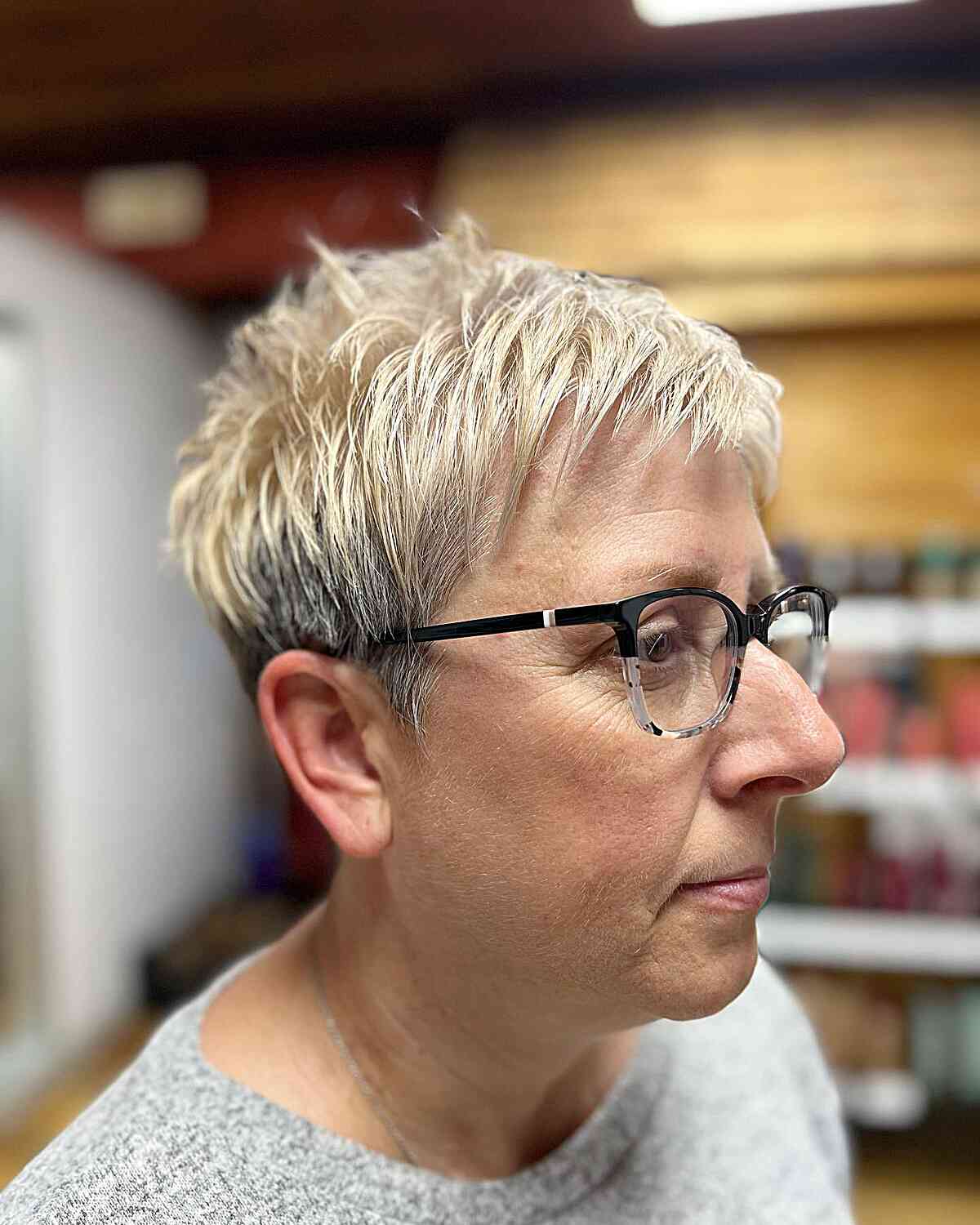 Two-Toned Pixie with Mini Bangs for women Over 50s