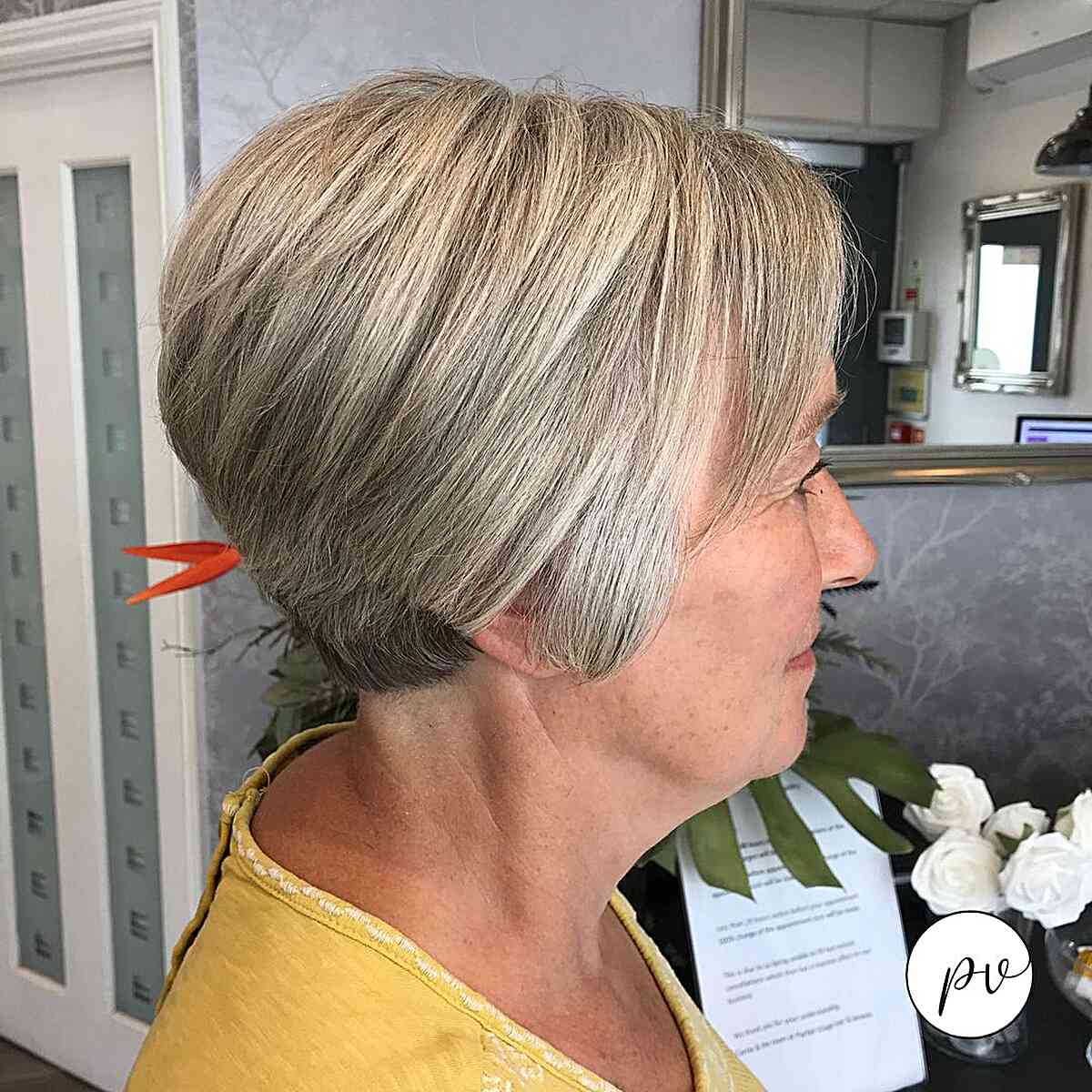 Very Short Bob with Graduated Layers on women past their 60s with Thicker Hair