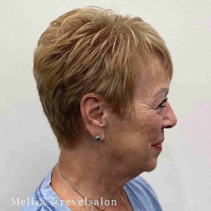 Very Short Hair with Wispy Layers for an Older Woman