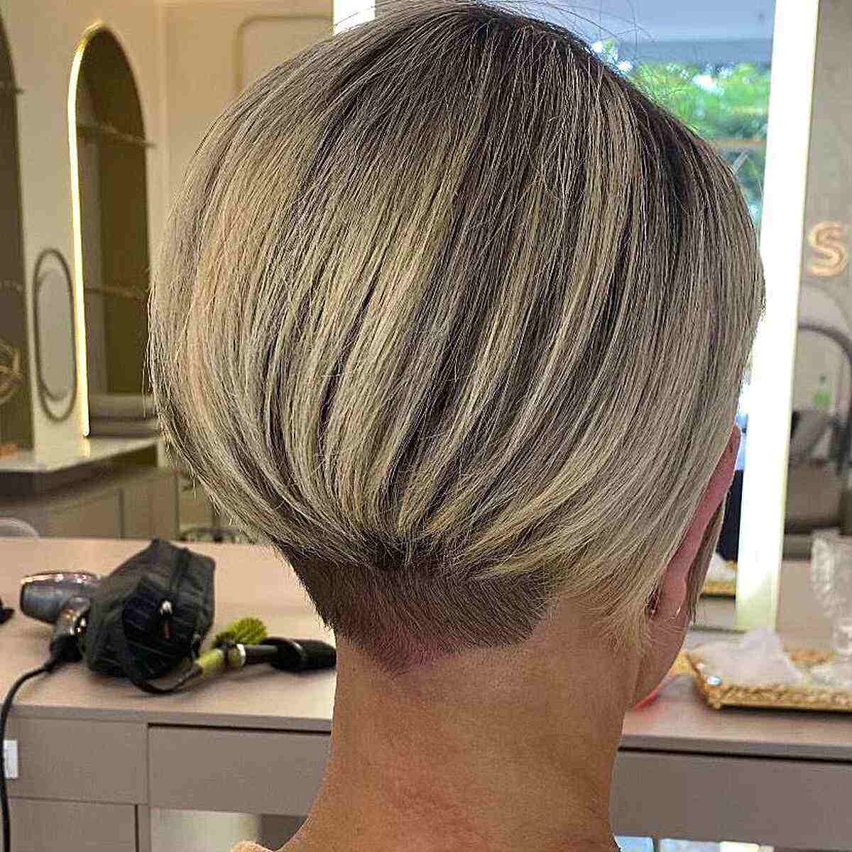 Very Short Stacked Wedge Bob with Undercut