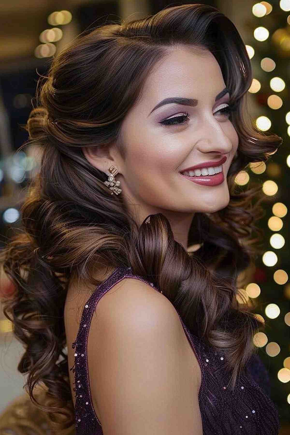 Elegant Hollywood waves for a vintage-inspired timeless gala hairstyle.