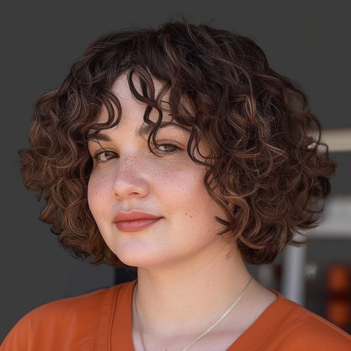 voluminous chin-length curls
