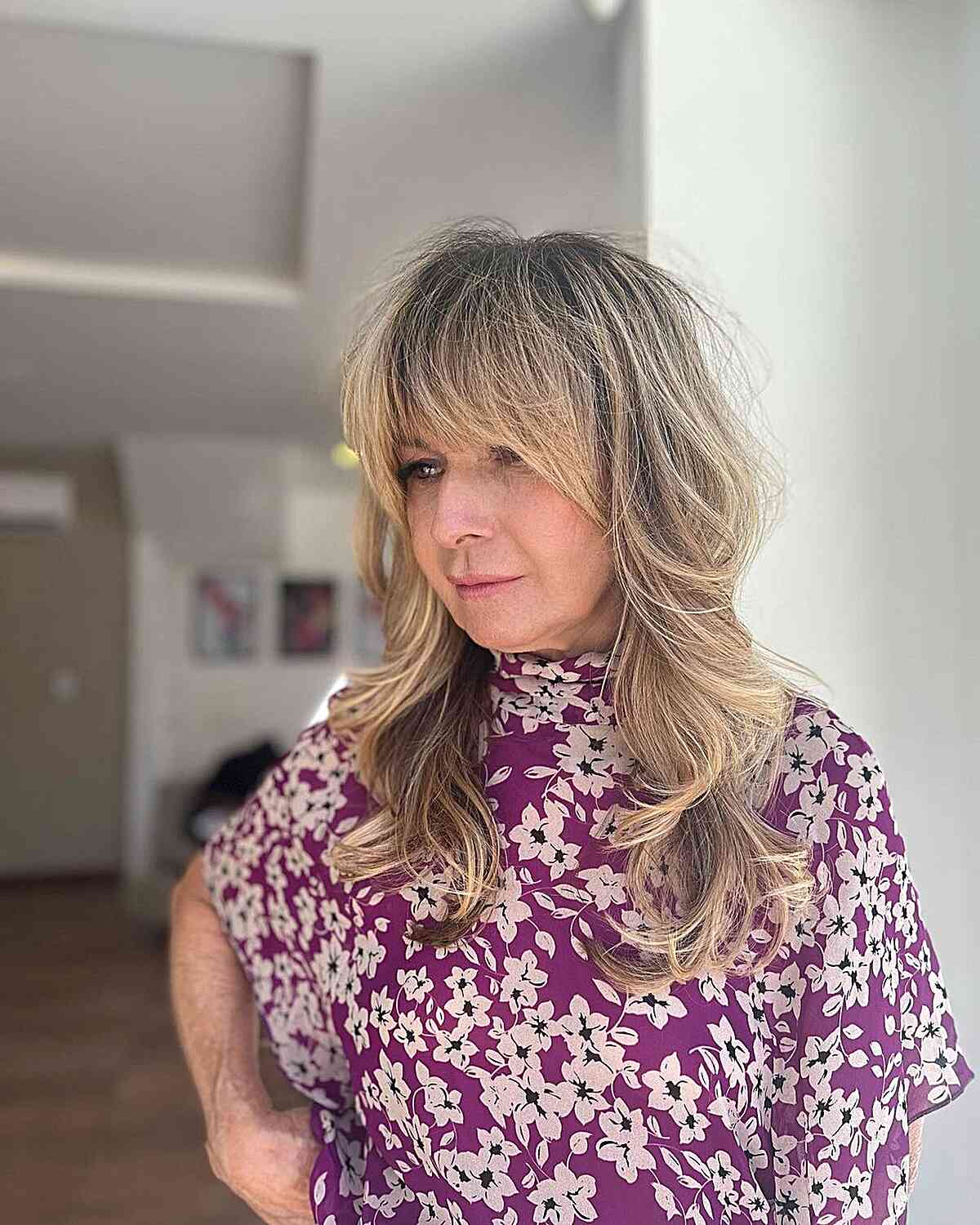 Voluminous Layered Thick Hair with a Face Frame for Ladies Over Sixty