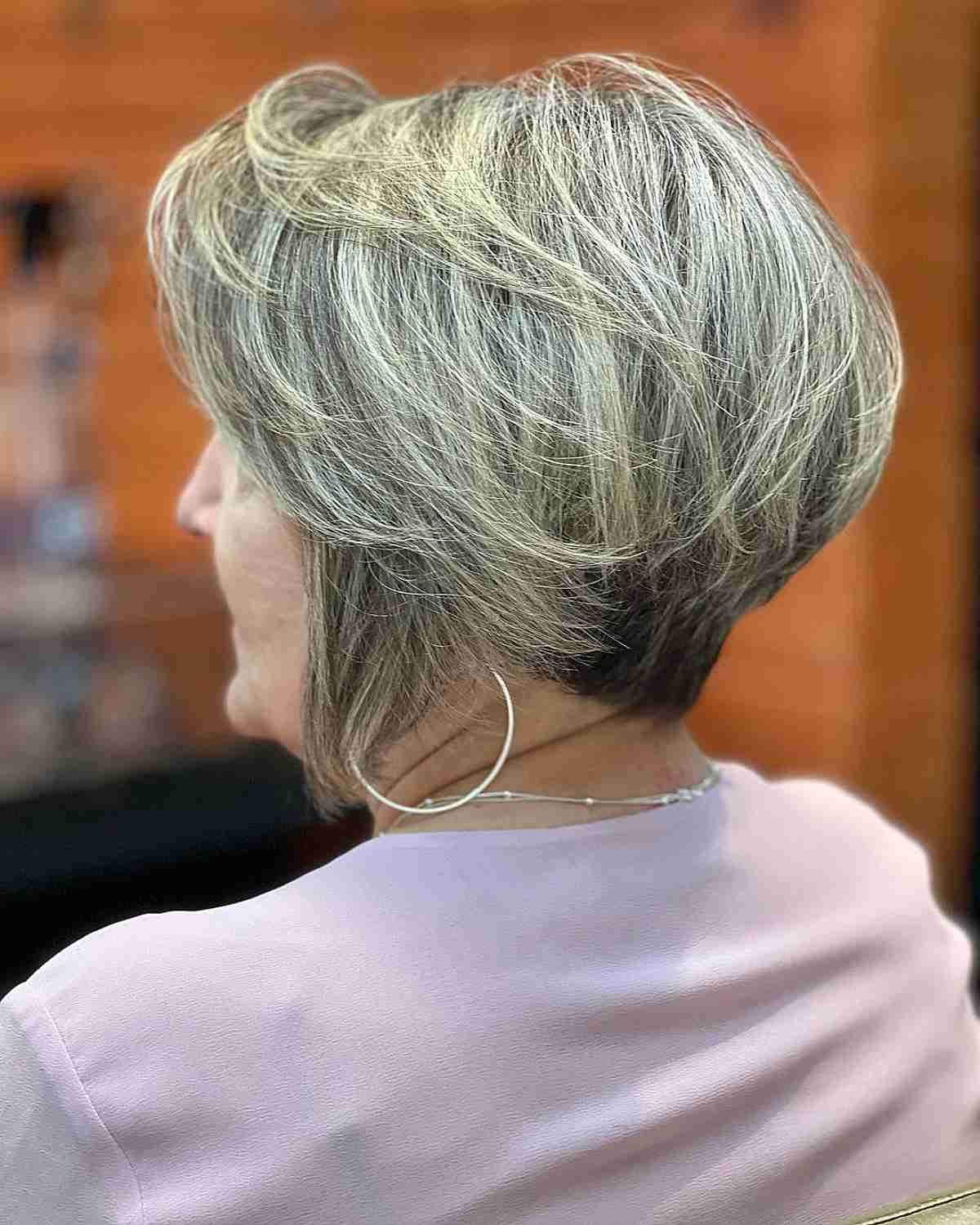 Voluminous Short Angled Bob for an Old Woman
