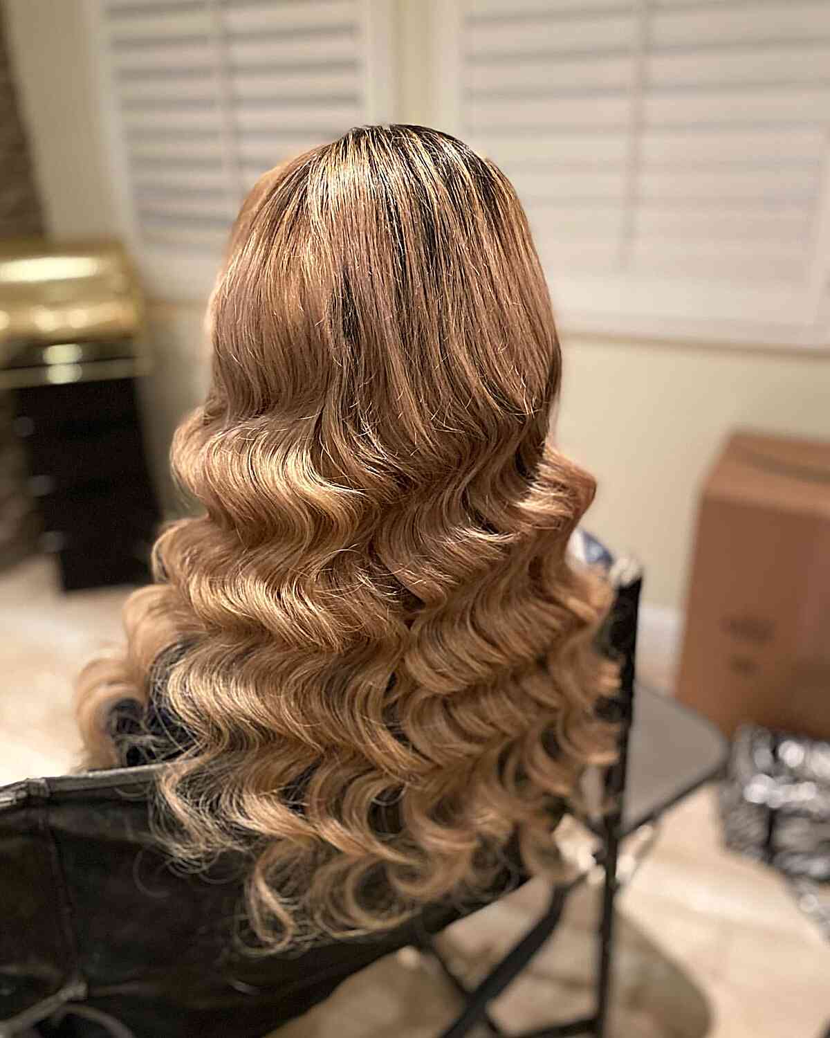 Long Warm Blonde Hair with Old Hollywood Waves