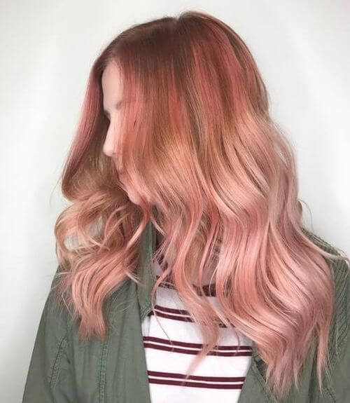 The rose golden pilus tendency is withal to a greater extent than pop than ever this twelvemonth nineteen Best Rose Gold Hair Color Ideas to Try