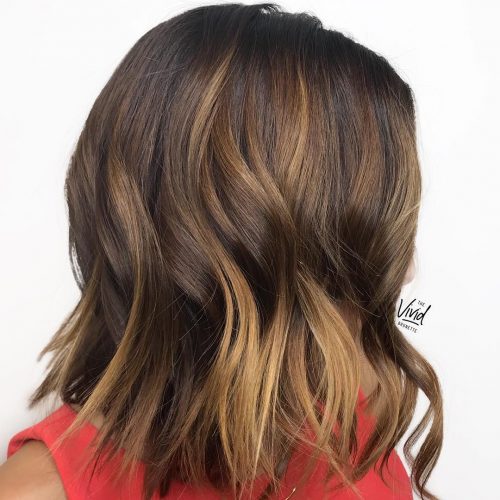 Chocolate Brown LOB with Almond Blonde Highlights