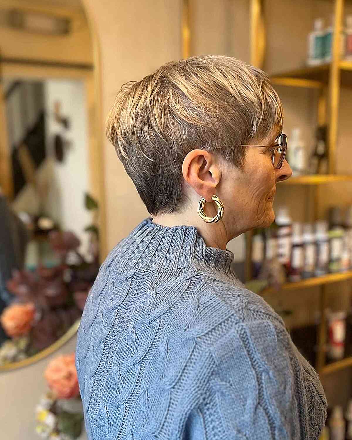 Wispy Feathered Pixie Cut for 60-year-olds with thick hair