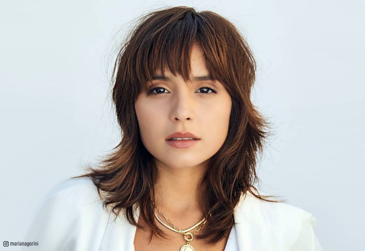 Image of Short wolf cut mullet with side swept fringe